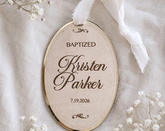 Christening Keepsake Ornament Custom Name and Date Baptism Ornament Keepsake Gift From Godmother to Goddaughter Personalized Baptized Gift