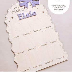 First Year Baby Photo Board Personalized Wooden Milestone Sign Baby Keepsake 12 Month Picture Frame First Birthday Party Christening Decor image 5