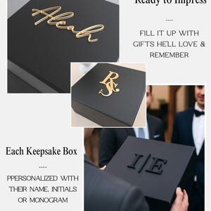 Black Personalized Magnetic Box for Men 3D Acrylic Name Modern Luxury Packaging Empty Male Gift Box Husband Keepsake Groomsmen Favor Package image 3