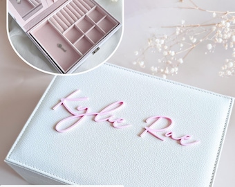 Girl Jewelry Box Customize Name Leather Jewelry Case Birthday Gift Daughter Teen Girl Gift Jewelry Organizer Personalized Keepsake Sister