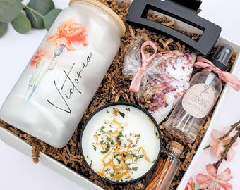 Birth Month Flower Cup Glass Tumbler Birth Flower Custom Birth Flower Gift Box Flower Month Glass Name  Personalized glass Coffee Tumbler