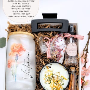 Sister Gift From Sister Birthday Flower Spa Kit for Mom Hygge Gift Box Best Friend Gift Woman Personalized Christmas Gift Basket Daughter Deluxe Gift Box