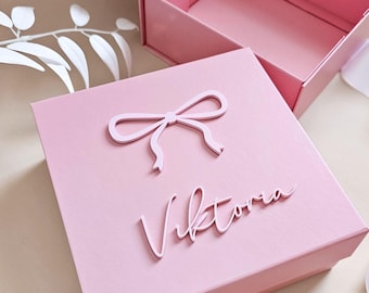 Personalized Magnetic Gift Box Custom Name Keepsake Box Baby Shower Gift Box First Birthday Baby Niece Present Bridesmaid Proposal Box