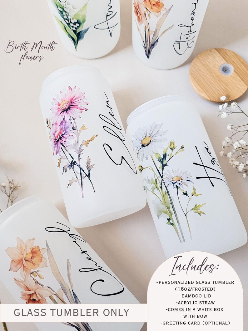Sister Gift From Sister Birthday Flower Spa Kit for Mom Hygge Gift Box Best Friend Gift Woman Personalized Christmas Gift Basket Daughter Glass Tumbler ONLY