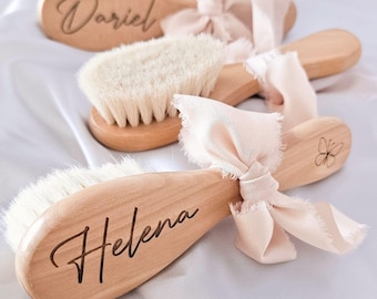 Personalized Wooden Baby Hairbrush Engraved Name Baby Shower Gift Newborn Keepsake Christening Gift Natural Wood Custom Baby Name Comb