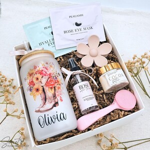 Best Friend Birthday Gift for Long Distance Friend Gift Box for Western Girl Gift Rodeo Gift Bag Party Favor Custom Cowgirl Boot Glass Cup