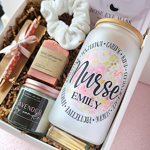 Nurse Graduation Gift Box for Nurse Student Grad Gift Basket for Medical Worker Gift Set with Name Selfcare Box for Registered Nurse Gift RN