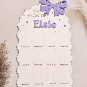 First Year Baby Photo Board Personalized Wooden Milestone Sign Baby Keepsake 12 Month Picture Frame First Birthday Party Christening Decor image 10