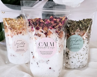 Stress Relief Home Spa Bath Soak Salt Relaxing Self Care Gift Bath Salt Gift Set Lavender Pamper Basket Gift Idea Stocking Stuffer Selfcare