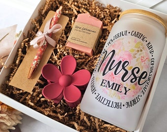 Personalized Nurse Gift Basket for Nurse Appreciation Week Best Nurse Gift from Co-worker Nurse Thank you Box Scrub Gift for Nurse Friend
