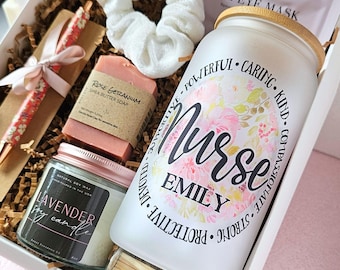 Nurse Graduation Gift Box for Nurse Student Grad Gift Basket for Medical Worker Gift Set with Name Selfcare Box for Registered Nurse Gift RN