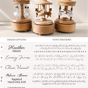 Baby Keepsake Musical Box with Name Christening Gift Girl Music Box Baby Heirloom Gift Godson Ballet Music Carousel Nursery Baptism Gift Boy image 8