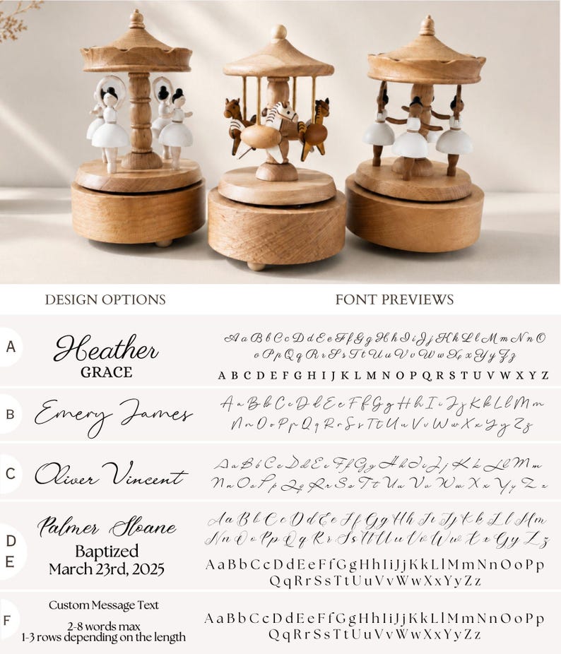Baby Keepsake Musical Box with Name Christening Gift Girl Music Box Baby Heirloom Gift Godson Ballet Music Carousel Nursery Baptism Gift Boy image 8
