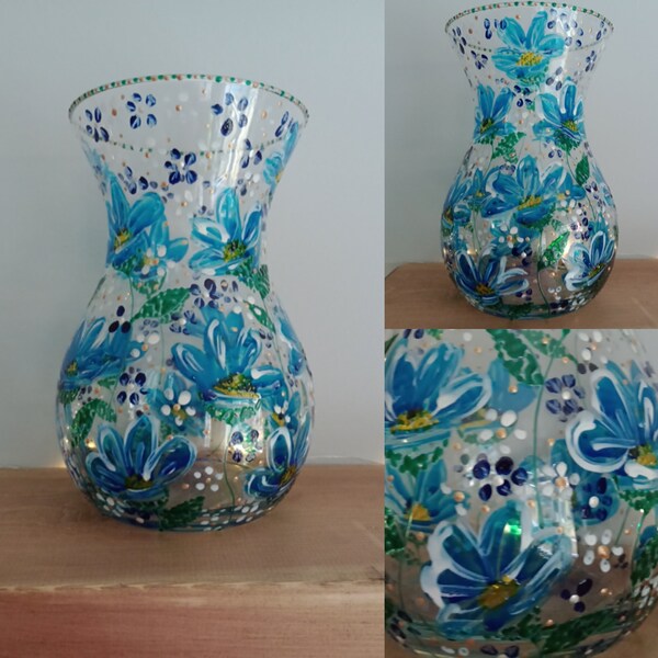 Hand painted vase. 11 x 18cm . Quirky and unique. Ideal gift