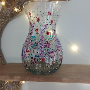 Enchanted meadow. Beautiful hand painted vase. Unique.