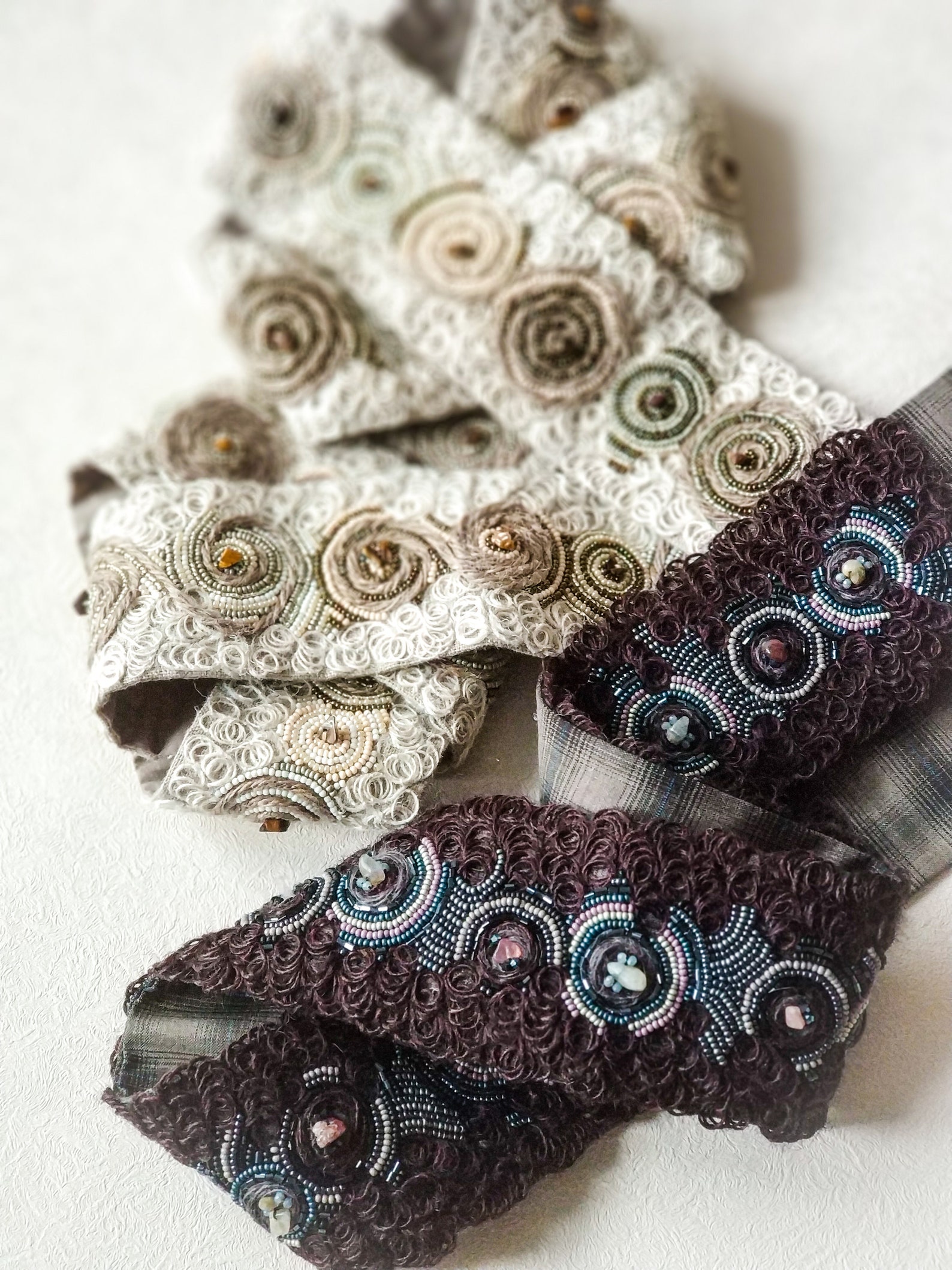 Embroidery bead belt with semiprecious stones boho Etsy