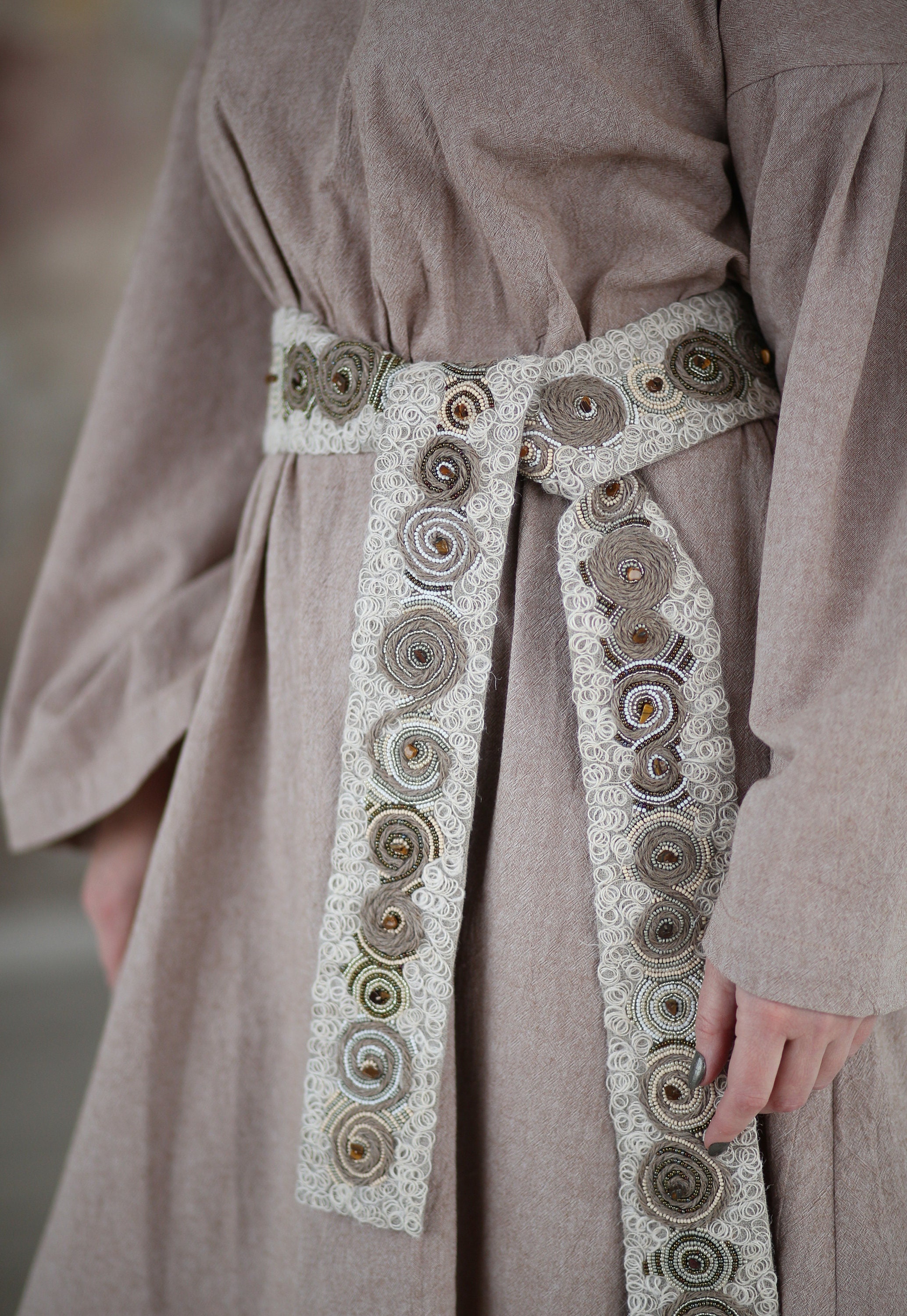 Embroidery bead belt with semiprecious stones boho Etsy