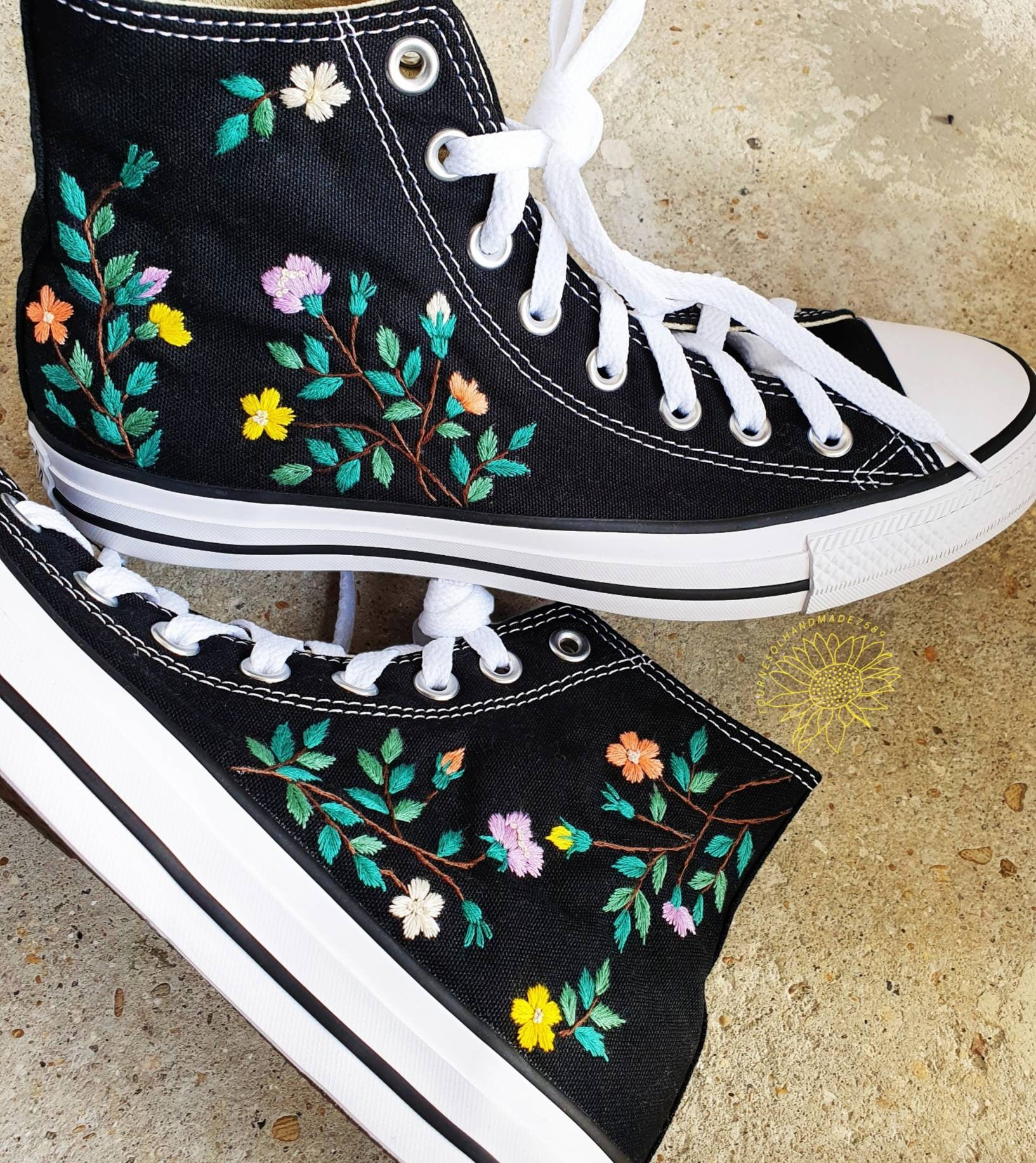 Embroidered Converse converse Chuck Taylor converse Wedding