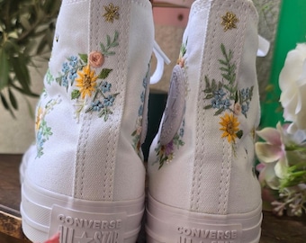 Bestickte Converse / Hochzeits-Converse / Benutzerdefinierte Converse / Stickerei-Converse / Hochzeits-Converse / Blumenstickerei-Converse / Personalisierte Converse