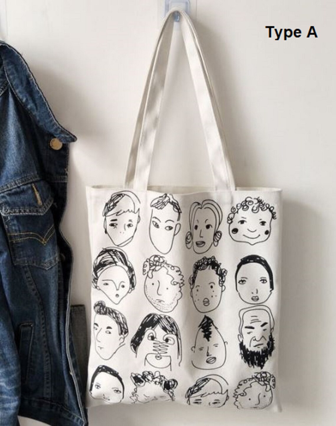 4designs Large Canvas Cotton Shoulder bag with pocket & Etsy
