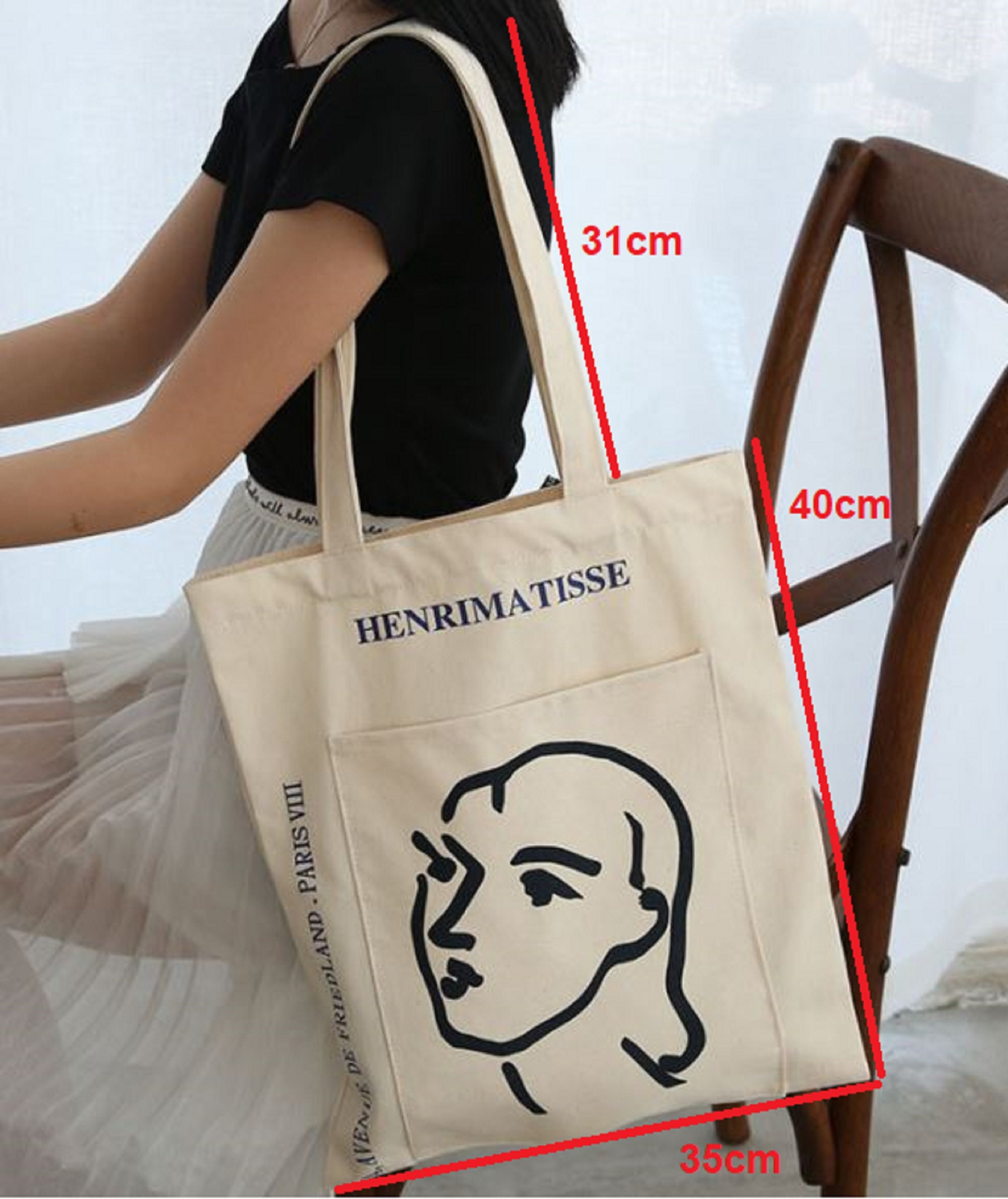 4designs Large Canvas Cotton Shoulder bag with pocket & Etsy