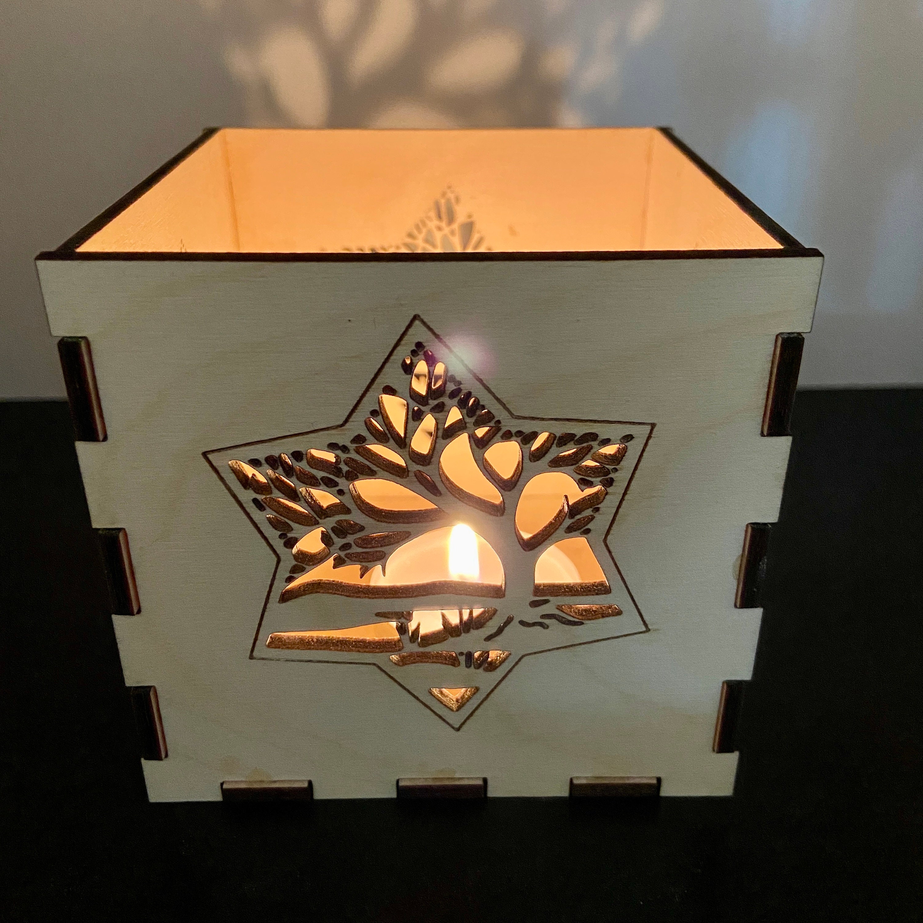 Tree scene tealight box Laser cut tea light holder. Etsy