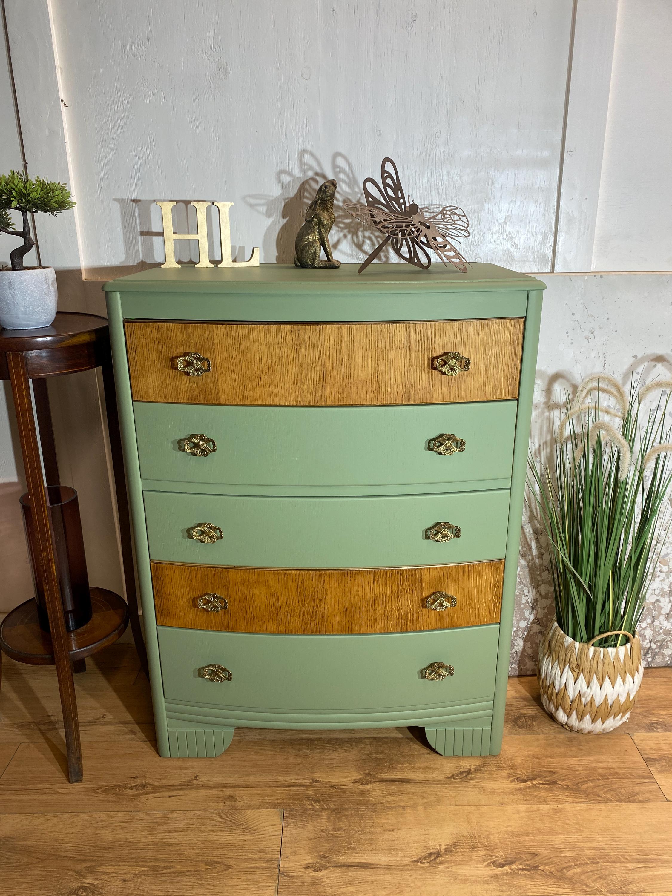 Vintage Oak 5 Drawer Chest - Etsy