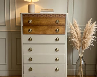 Now rare vintage Harris Lebus 6 drawer tallboy