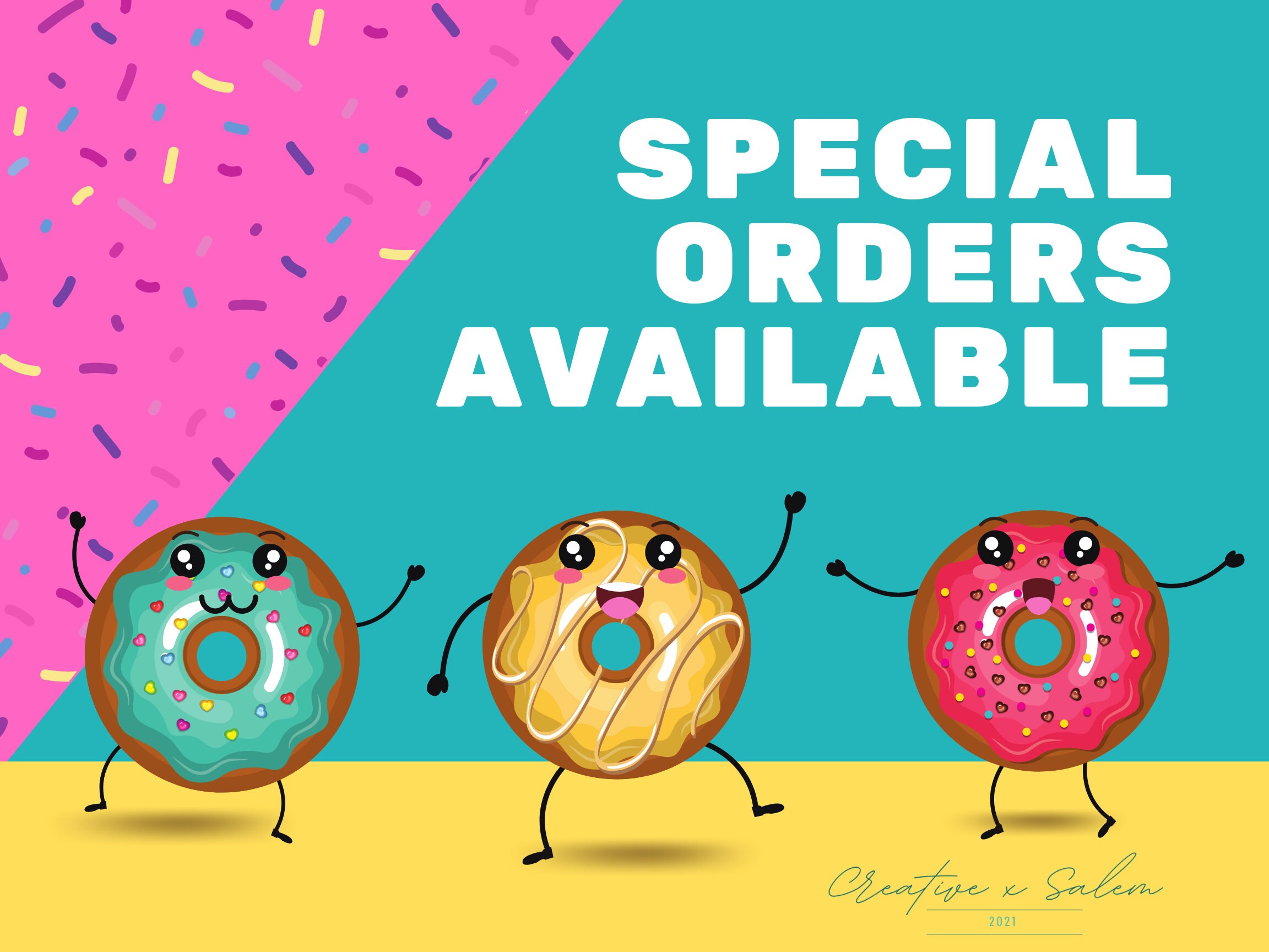 Custom Donut Sign for Store Poster 24x18 Special Order sign Etsy