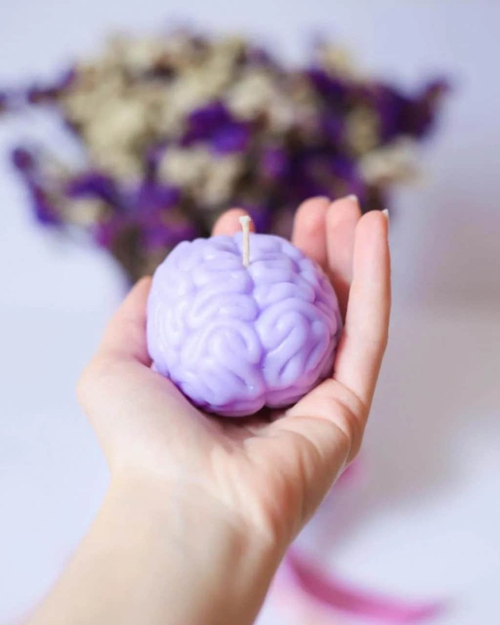 Human Brain Candle in Skull Candle Holder Color Brain Candles Etsy