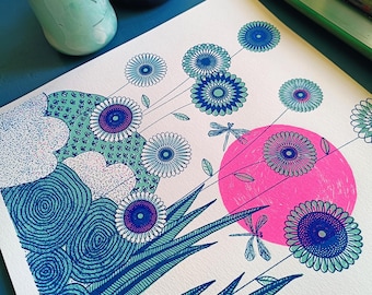 Spirograph landscape screen printing