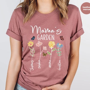 Custom Mothers Day Shirt, Personalized Mom Gift, Mothers Day Gift, Mama's Garden T-Shirt, Customized Mom Tee, Mother Gift, Gift from Son