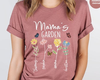 Custom Mothers Day Shirt, Personalized Mom Gift, Mothers Day Gift, Mama's Garden T-Shirt, Customized Mom Tee, Mother Gift, Gift from Son