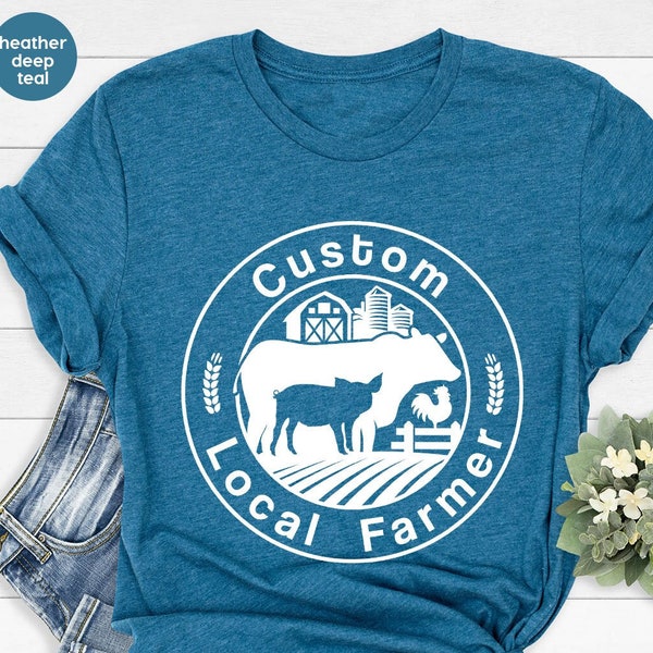 Custom Farm Shirt, Farm Animals Outfit, Personalized Gifts, Local Farmer Clothing, Customized VNeck Tshirt, Gift for Her, Shirts for Women