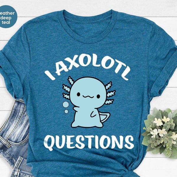 Cute Axolotl T-Shirt, Axolotl Graphic Tees, Kids Axolotl Shirts, Funny Axolotl Tee, Axolotl Crewneck Sweatshirt, Gift for Kids, Unisex Shirt