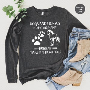 Hunde und Pferde Sweatshirt, Pferdeliebe Sweatshirt, Land Mädchen Langarm TShirt, Südsee Hoodie, Pferd mit Kapuze, Hunde Outfit, Hunde Mutter Geschenk