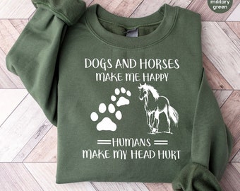 Horse Love Sweatshirt, Country Girl Long Sleeve TShirt, Southern Hoodie, Horse Hooded, Dog Outfit, Dog Mom Gifts, Dogs And Horses Sweatshirt