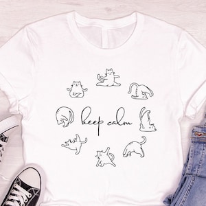 Cute Yoga Shirt, Retro Shirts for Women, Motivational Crewneck Sweatshirt, Funny Cat Yoga T-Shirt, Meditation Shirts for Women, Yoga Gifts