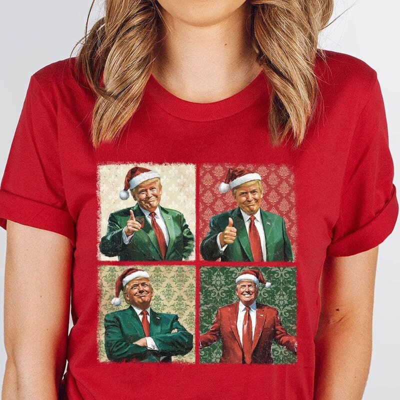 Christmas Men's Funny Christmas 3D T-shirts Trump Hat Fashion Athleisure 3D Print Tee Street main image 1