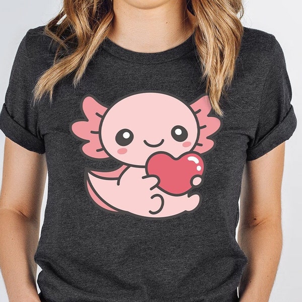 Cute Axolotl Shirts, Axolotl Graphic Tees, Kawaii Axolotl TShirt, Valentines Day Gift, Girlfriend Gift, Axolotl Crewneck Sweatshirt