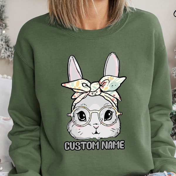 Niedliches individuelles Häschen-Sweatshirt für Mama, Highland Häschen-Langarmshirt, Häschengeschenke für sie, Färse Hoodie, Farm Sw, Ranch-T-Shirt, Bunnygirl-Hemd