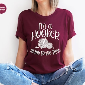 Funny Crochet Shirt, Knitting Gift for Mom, Crocheter Outfit, Embroidered Look Tee image 5