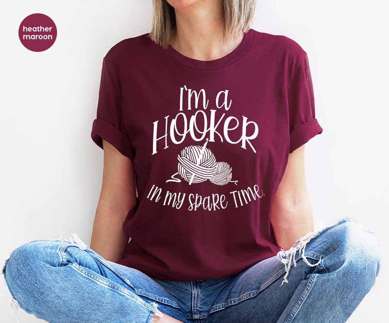 Funny Crochet Shirt, Knitting Gift for Mom, Crocheter Outfit, Embroidered Look Tee image 5