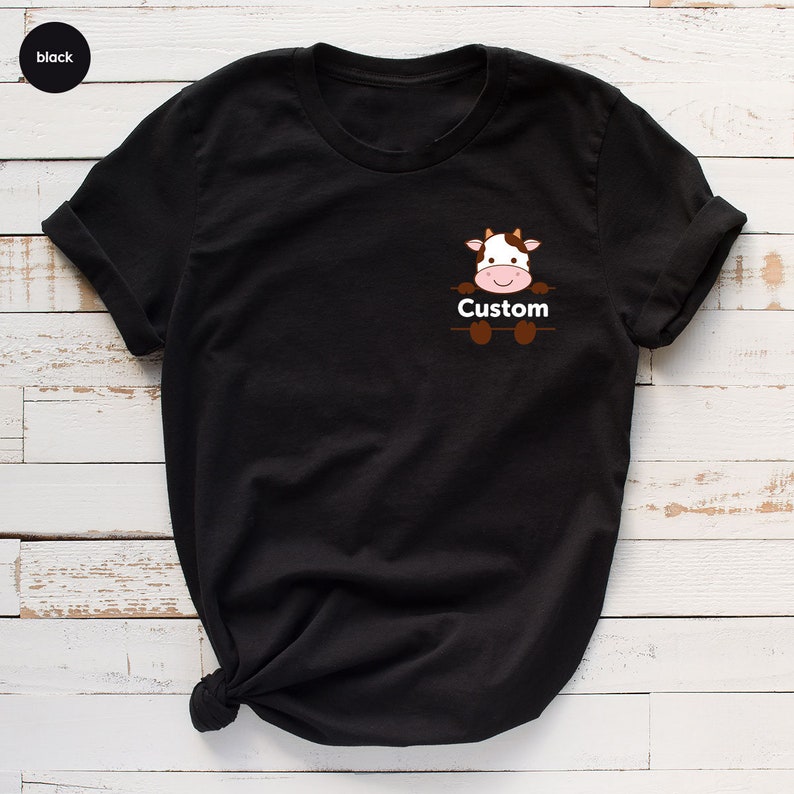 Cow Custom Cute Cow Custom Shirts, Personalized Gift, Cow Pocket Tees, Gift for ...