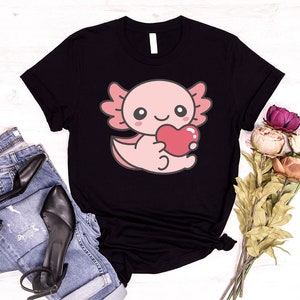 Cute Axolotl Shirts, Axolotl Graphic Tees, Kawaii Axolotl TShirt, Valentines Day Gift, Girlfriend Gift, Axolotl Crewneck Sweatshirt image 2