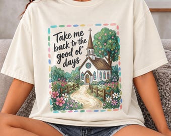 Comfort Colors® Church Shirt, Trendy Religious Streetwear, Southern Church Gift, Religious Faith Shirt, Vintage Flower Scene Sweatshirt