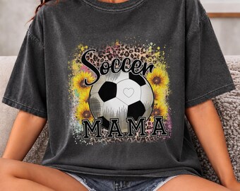 Comfort Colors® Soccer Mama Shirt, Leopard Sunflower Tank Top, Soccer Mom Gift, Game Day Team Spirit, Sports Mom Apparel, Player Support