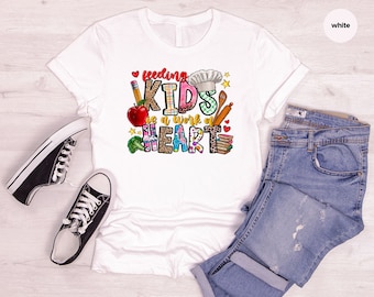 Lunch Lady Shirt, Lunch Lady Gifts, Cute School TShirt, Coworker Vneck Shirt, Cafeteria Crew Tee, Coworker Graphic Tees, First Day of School