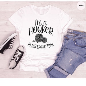 Funny Crochet Shirt, Knitting Gift for Mom, Crocheter Outfit, Embroidered Look Tee image 3