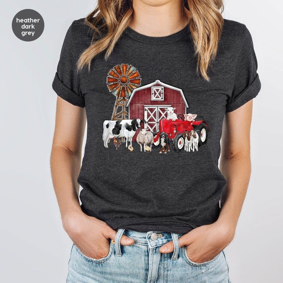 Cute Farm Animal Shirt, Farmer Vneck Shirt, Farm Shirt, Country T-Shirt, Chicken Shirt, Cow T-Shirt, Farm Graphic Tees, Farm Gifts